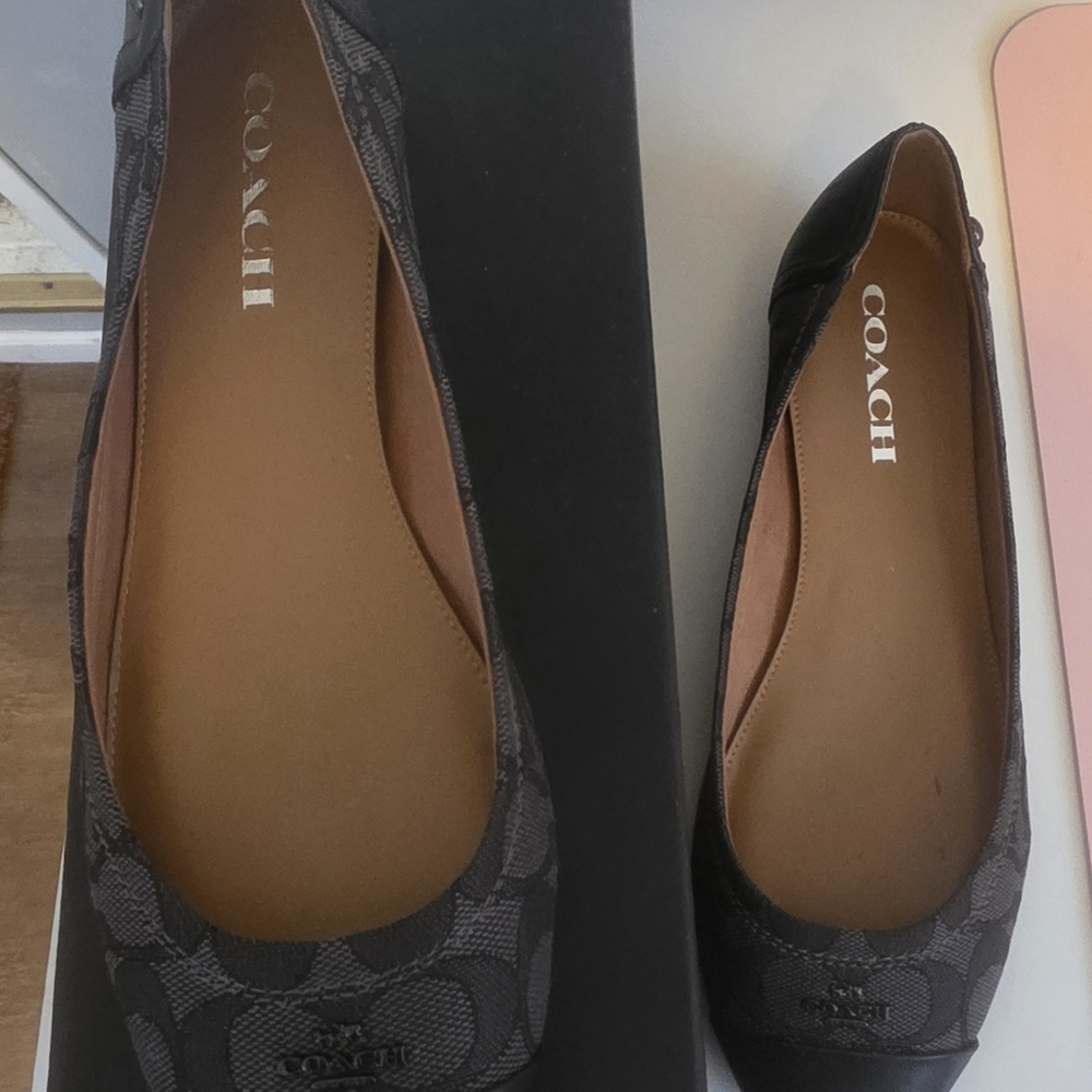 Coach Brown/Black Signature Canvas Cap-Toe Ballet Flats - Picture 5 of 6